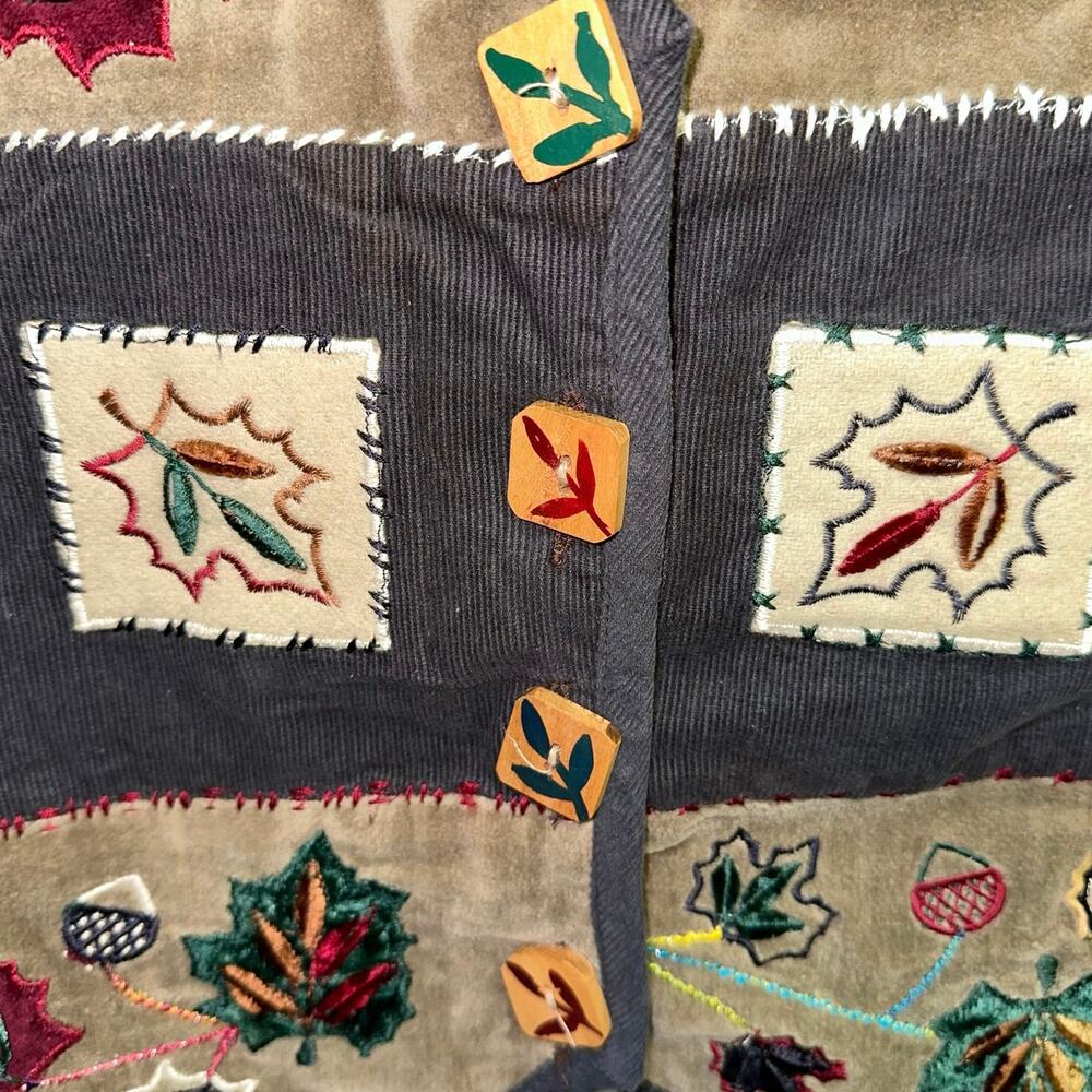 Dress Barn Patchwork Fall Leaves Embroidered & De… - image 3